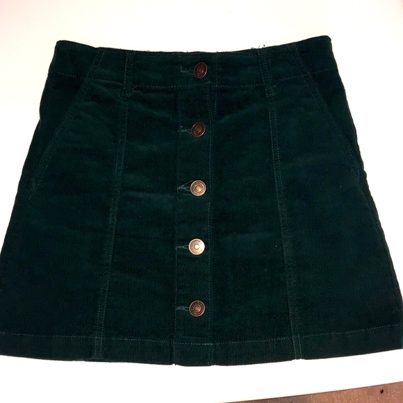 Forever 21 Button Up Corduroy Skirt Forest Green - Picture 10 of 14